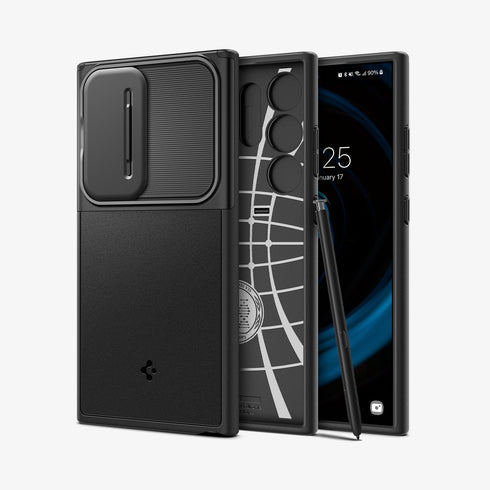 ACS07313 - Galaxy S24 Ultra Case Optik Armor in Black showing the back